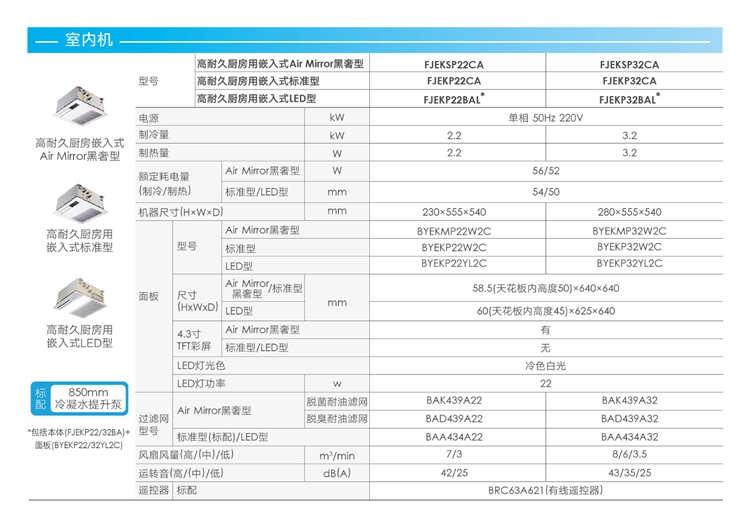 大金廚房專用空調(diào)參數(shù)